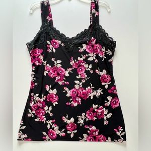 WHBM - Floral Cami With Lace - Size Medium